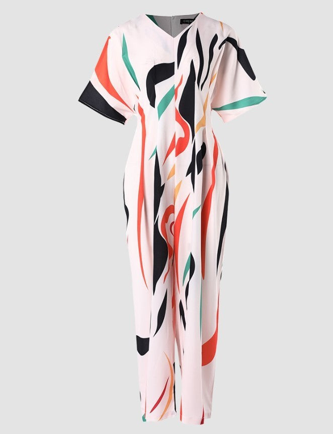 Printed Long Casual Jumpsuit Sexy Fashion Jumpsuit