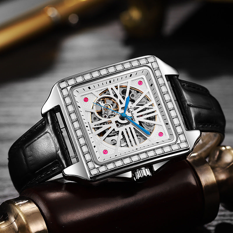 New Square Diamond-studded Design Automatic Watch