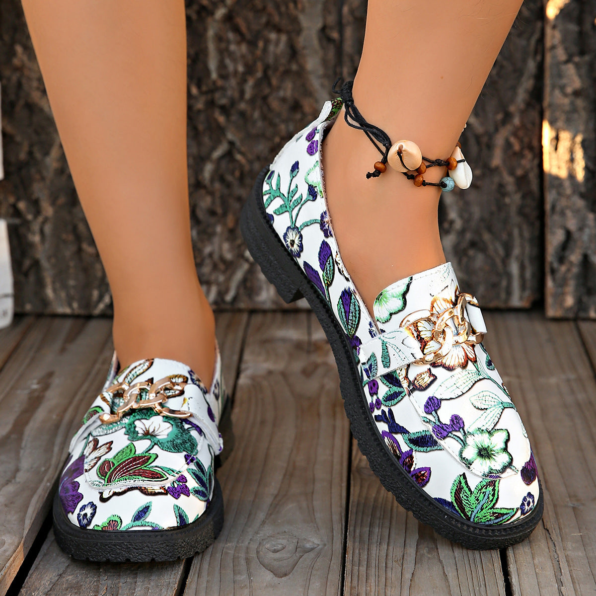 Plus Size British Style Loafers All-matching Western Style Chunky Heel