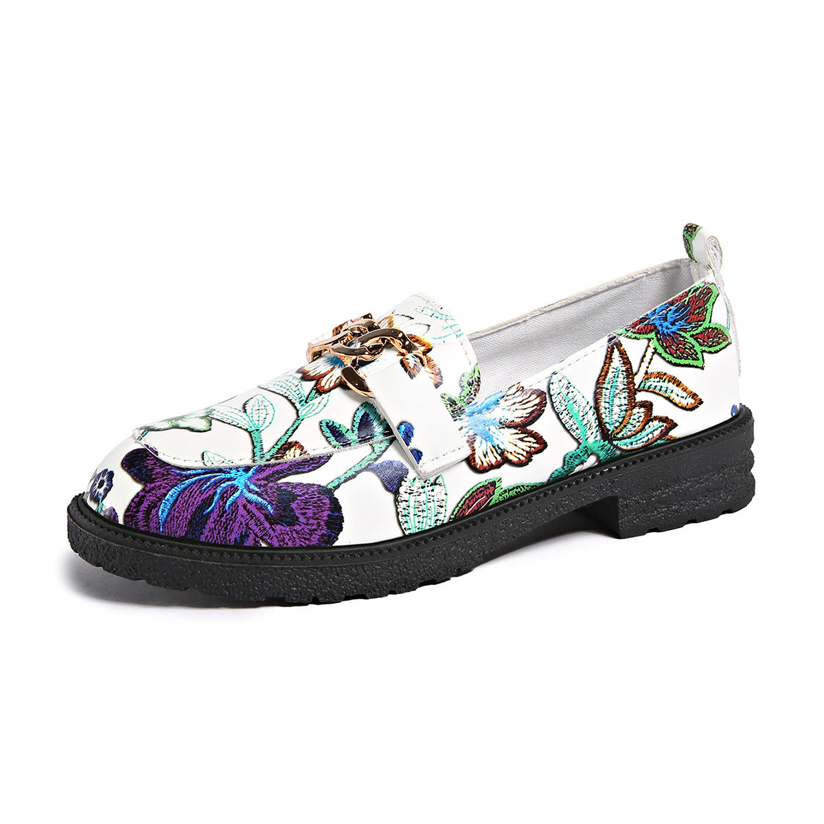 Plus Size British Style Loafers All-matching Western Style Chunky Heel