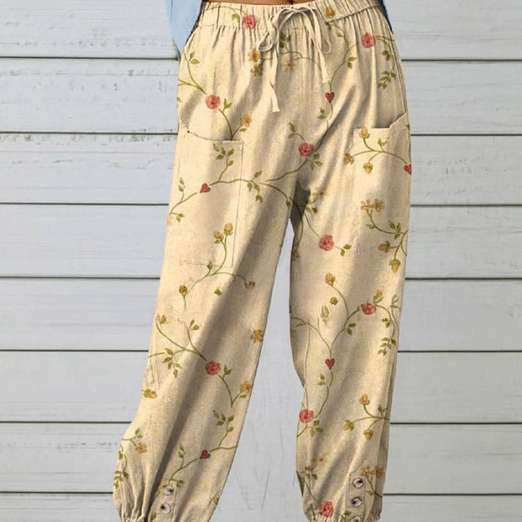 Cotton And Linen Loose Casual Women's Pants Straight