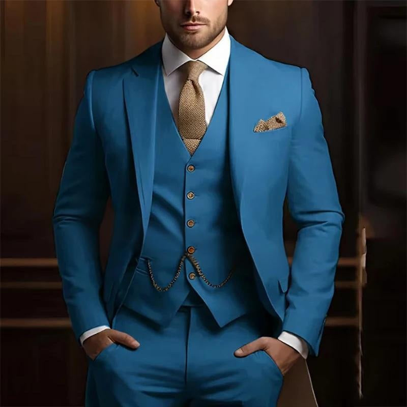 Men's High-grade Gentleman Temperament Slim Suit Three-piece Suit