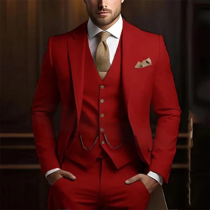 Men's High-grade Gentleman Temperament Slim Suit Three-piece Suit