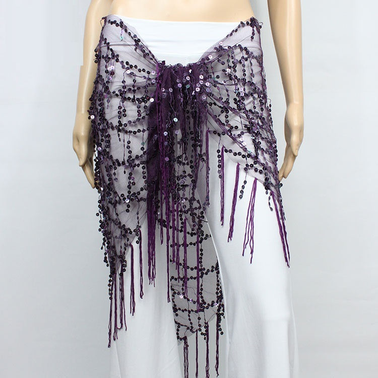 Belly Dance Practice Sequins Triangular Binder Arabic Dance Performance Waist Scarf