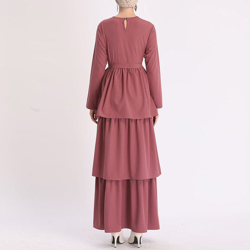 Turkish Middle East Long Solid Color Arab Women's Ankle Robe Dress