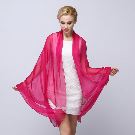 Pure Color Elegant Women's Silk Scarf For All Seasons