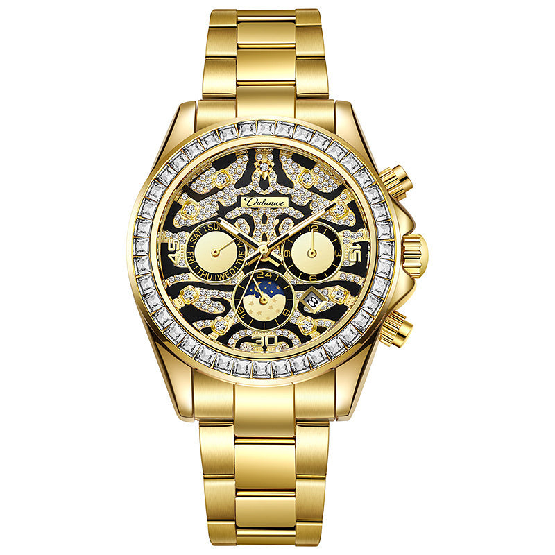 Multi-functional Sun Moon Star Calendar Waterproof Automatic Mechanical Watch Men