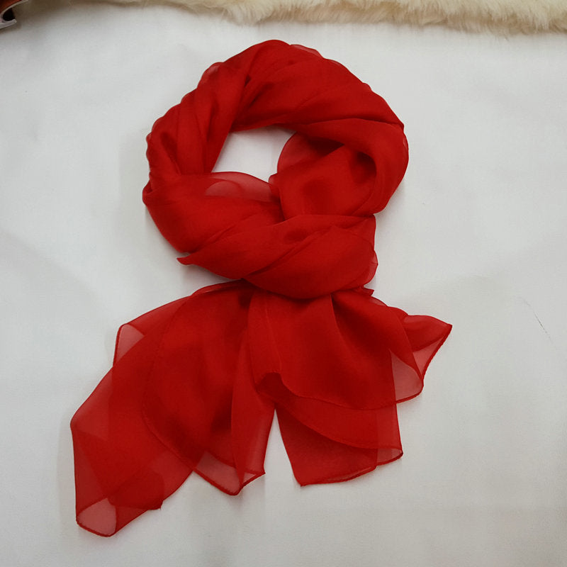 Pure Color Elegant Women's Silk Scarf For All Seasons