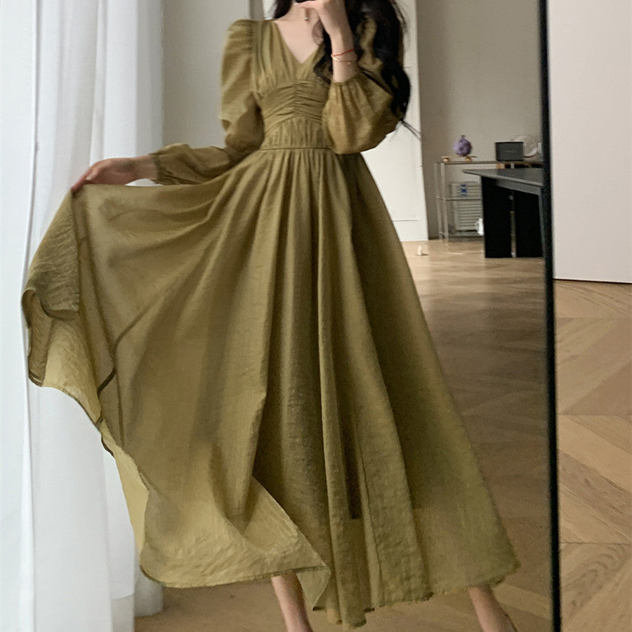 Women's Light Luxury Waist Waist V Neck Dress