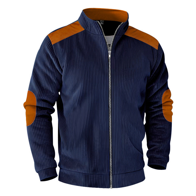 Retro Stand Collar Zipper Cardigan Casual Jacket For Men