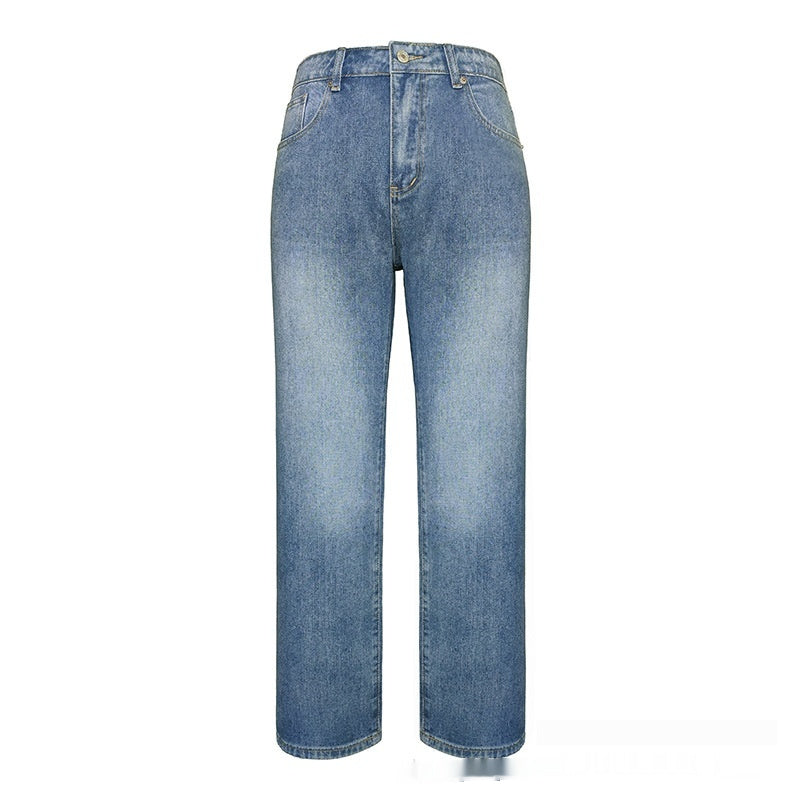 Loose Mid Waist Casual Straight Pants Cropped Pants