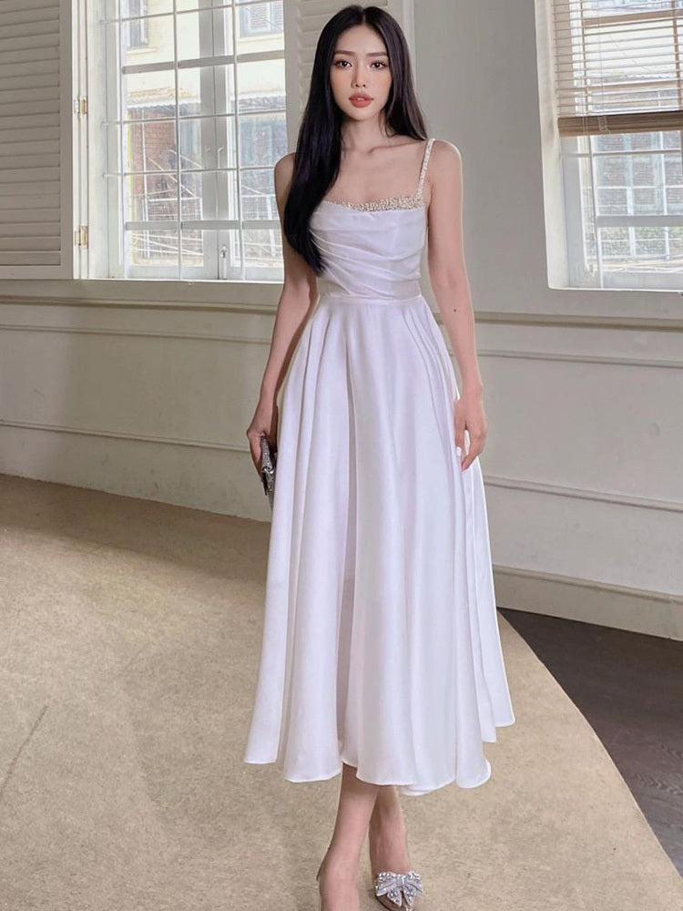 Women's Satin French Light Luxury Suspender Dress