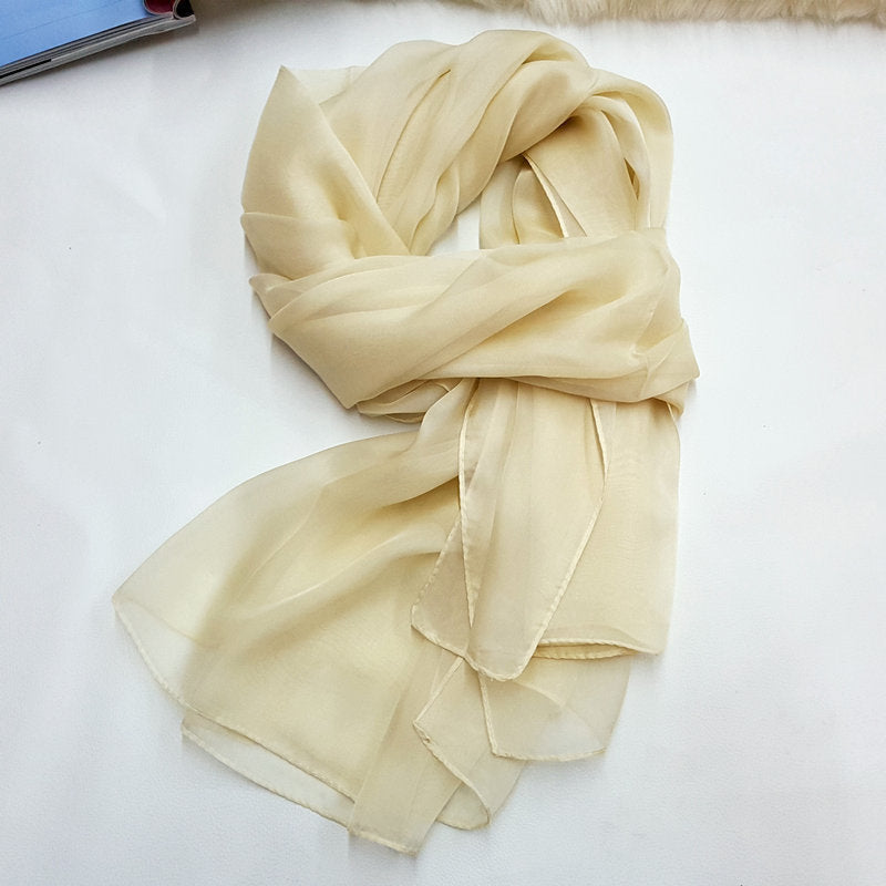 Pure Color Elegant Women's Silk Scarf For All Seasons
