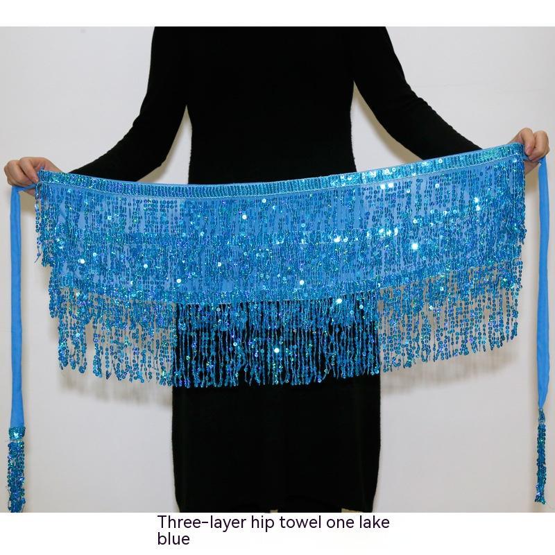Belly Dance Costume Sequined Tassel Hip Skirt Waist Scarf